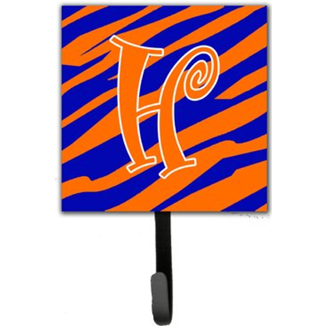 """""Caroline's Treasures CJ1036-HSH4 Letter H Initial Tiger Stripe Blue and Orange Leash Holder or Key Hook  Small  Multicolor"""""