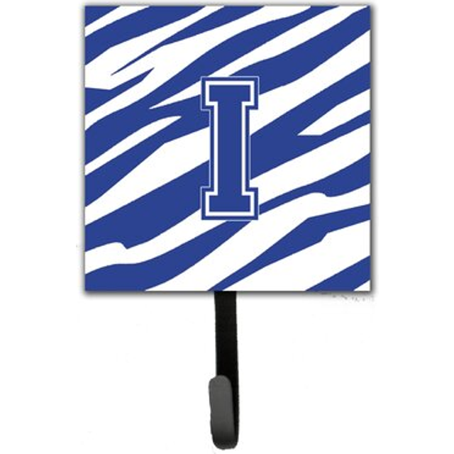 """""Caroline's Treasures CJ1034-ISH4 Letter I Initial Tiger Stripe Blue and White Leash Holder or Key Hook  Small  Multicolor"""""