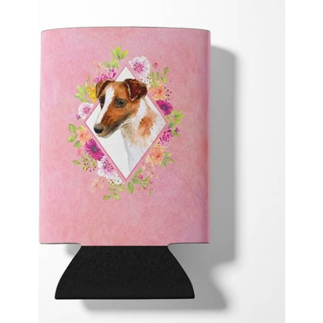 """""Caroline's Treasures CK4141CC Jack Russell Terrier Pink Flowers Can or Bottle Hugger cold-beverage-koozies  12 oz  Multicolor"""""