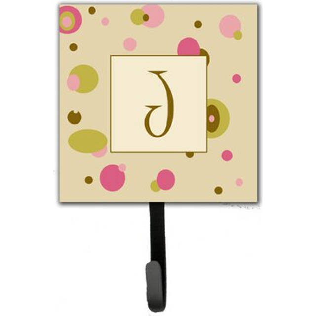 """""Caroline's Treasures CJ1004-JSH4 Letter J Initial Monogram-Tan Dots Leash Holder or Key Hook  Small  Multicolor"""""