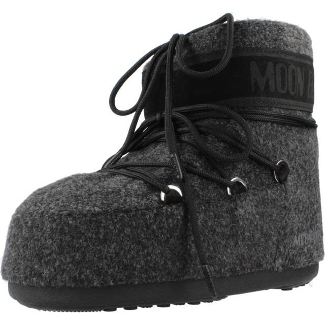 Moon Boot for woman. 80D1409590 Icon Low Felt leather ankle boots black (42/44), Flat, Laces, Casual