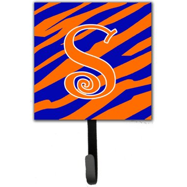 """""Caroline's Treasures CJ1036-SSH4 Letter S Initial Tiger Stripe Blue and Orange Leash Holder or Key Hook  Small  Multicolor"""""