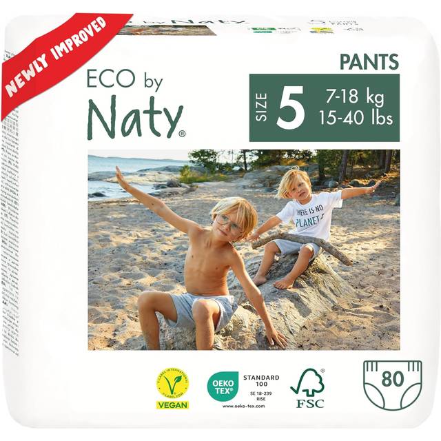 Eco by Naty ekologiska byxblöjor - allergivänliga och kemikaliefria ekoblöjor, högabsorberande och miljövänliga träningsblöjor för pojkar och flickor (Storlek 4, 22 stycken)