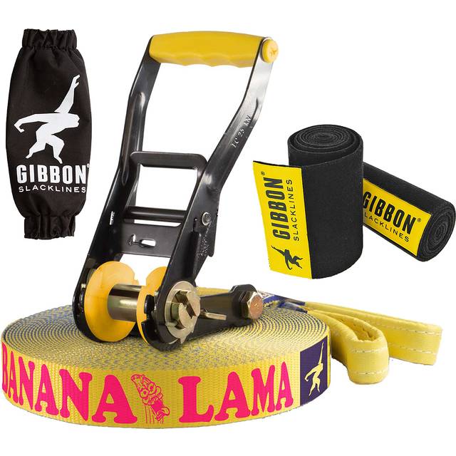 Gibbon Slacklines - Bananalama Treewear Set - Slacklining size 15 m, blue/yellow