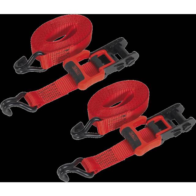 Sealey J Hook Ratchet Tie Down Polyester Webbing Straps 32mm 4.9m 1200kg