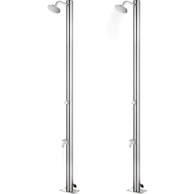 Kaminski 220cm H Portable Stainless Steel Freestanding Outdoor Shower with Footwash Spout - Brown (220cm H X 62cm D)