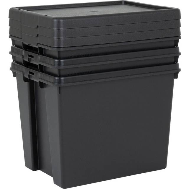 Wham Bam 24L H.Duty Box & Lid Pack of 3 Black Recycled (24L)