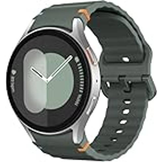 MoKo Sport Strap Compatible with Samsung Galaxy Watch 7 FE 6 5 4 Strap 40mm 44mm/Watch 6 Classic 43mm 47mm/4 Classic 42mm 46mm/5 Pro 45mm, No Gap Soft Silicone Band for Women Men, Army Green