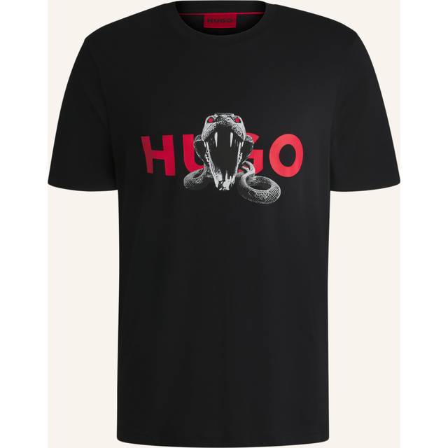 HUGO Deyladec Regular Fit Snake Logo T-Shirt - Black, Black, Size L, Men