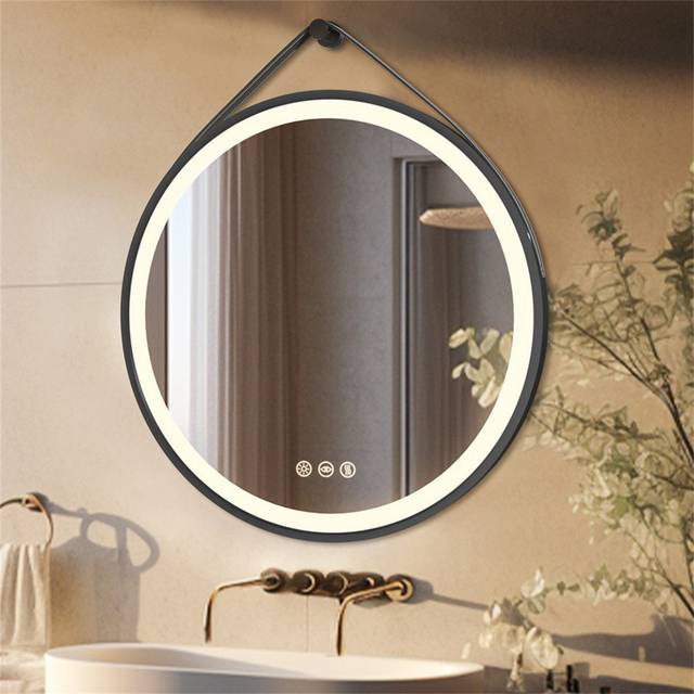 Darita Aluminium Round LED Mirror - Black (80cm x 80cm)