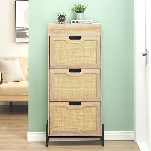 Three-Door Shoe Cabinet, Oak Color - Bronze (24)