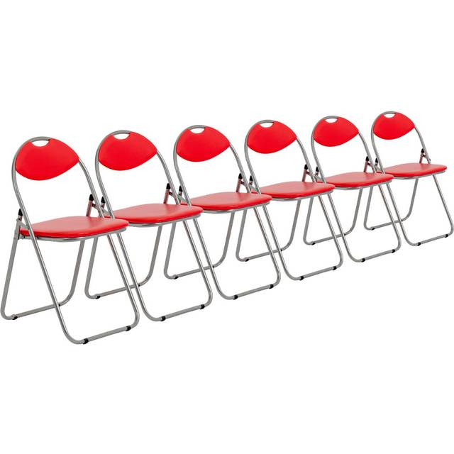 Padded Steel Folding Chairs - Pack of Six - Red