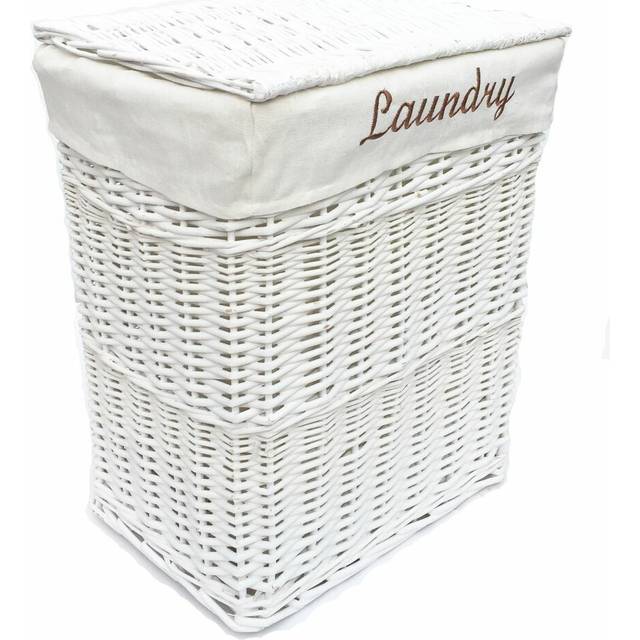 Wicker Laundry Basket - White (Small (H 48cm x W 40cm x D 29cm))