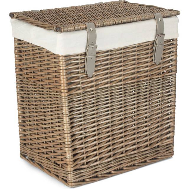 Wicker Laundry Hamper Basket with Lining - Antique Wash (44cm H x 29cm W x 39cm D)