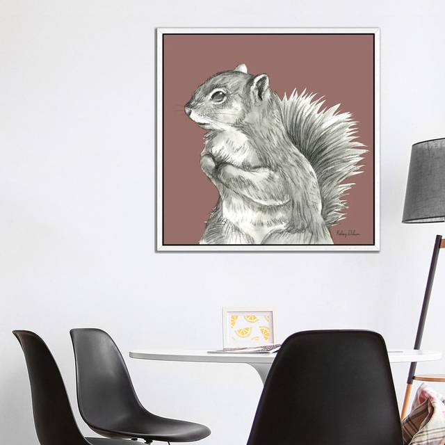 Watercolor Pencil Forest Color IV Squirrel by Kelsey Wilson - Gallery-Wrapped Canvas Giclée - White Floater Framed (93.98cm H x 93.98cm W x 3.81cm D)
