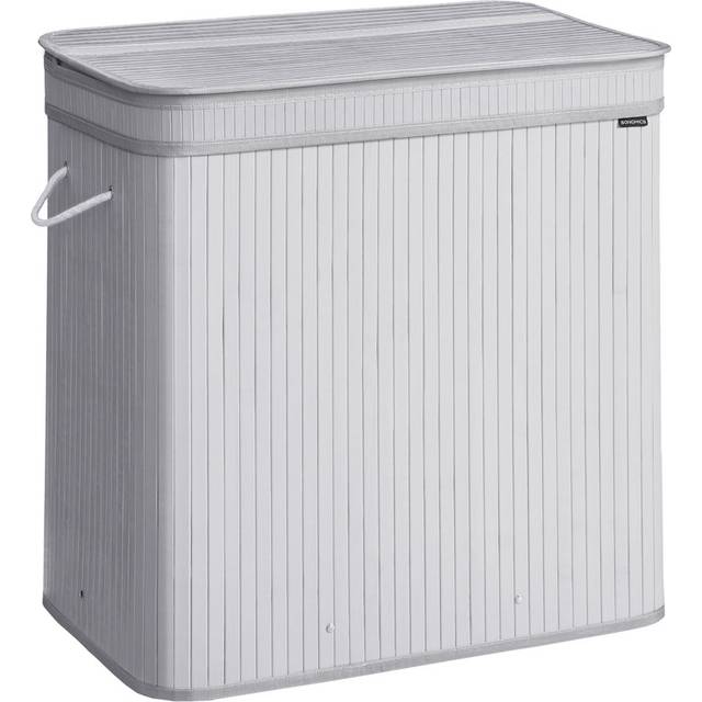 Laundry Hamper With Lid, Bamboo Laundry Basket, Removable Machine Washable Hamper Basket, With Handles, 150 L, For Laundry Room, Bedroom, Washroom - Grey (61.00cm H X 62.5cm W X 41.5cm D)
