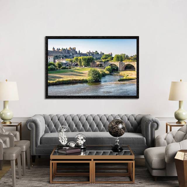 Carcassonne Fortress by Manjik Pictures - Gallery-Wrapped Canvas Giclée on Canvas - Black Floater Framed (101.6cm H x 152.4cm W)