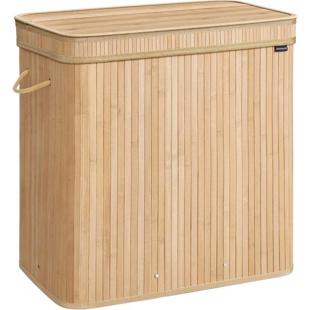 Laundry Hamper With Lid, Bamboo Laundry Basket, Removable Machine Washable Hamper Basket, With Handles, 150 L, For Laundry Room, Bedroom, Washroom - Natural Beige (61cm H X 62.5cm W X 41.5cm D)