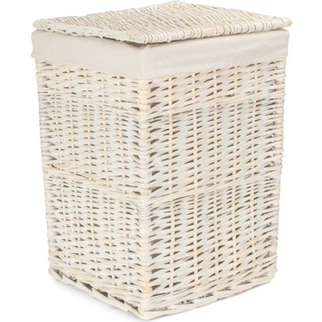 August Grove Wicker Laundry Bin Basket with Lining Light Steamed/Grey 50" H x 33" W x 33" D