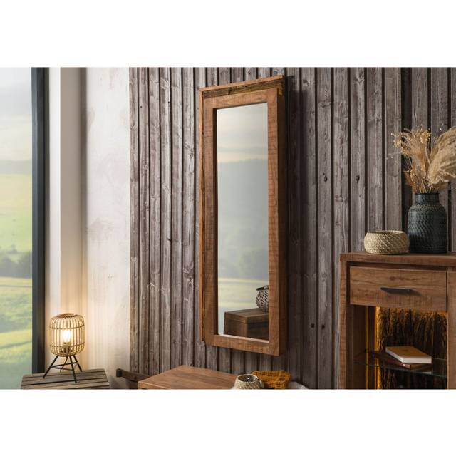 Bark wall mirror, 56 x 8 x 150cm, with a natural lacquer (150cm H X 56cm W X 8cm D)