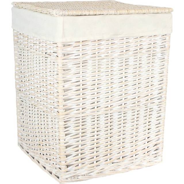 Wicker Laundry Bin - White (Small (50cm H x 33cm W x 33cm D))