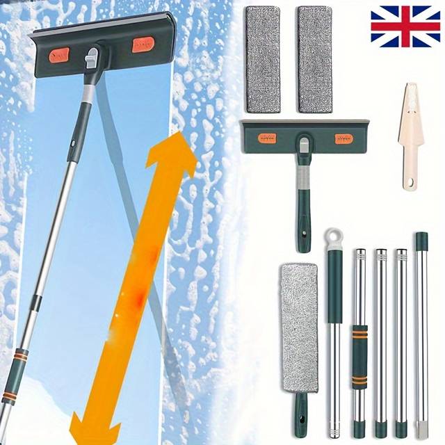 TEMU 2in 1 Telescopic Squeegee Cleaner 210cm Window Glass Cleaning Extendable Pole Kit