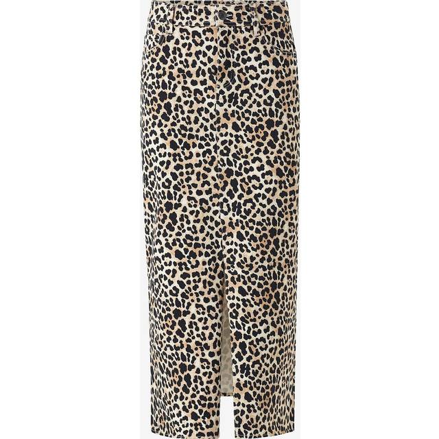 Lång, leopardmönstrad twillkjol