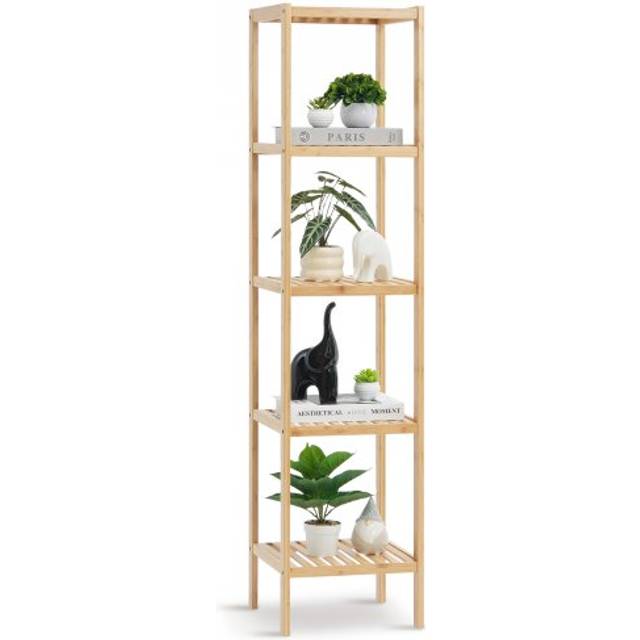 VEVOR Corner Standing Bookshelf 5-Tier Bamboo Ladder Narrow Shelf Plant Stand