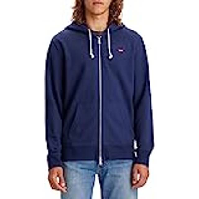 New Original Zip-Up Hoodie in Cotton - Navy Blue - XXL