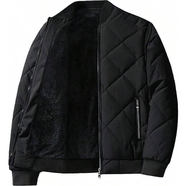 SHEIN Men&#39;s New Varsity Collar Diamond Pattern Quilted Jacket