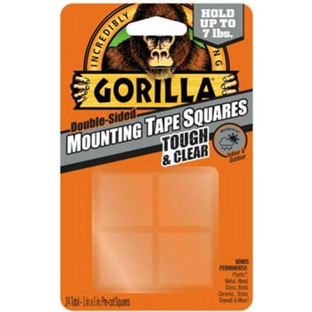 Gorilla Glue  1 in. Clear Mounting Tape Squares - 6 Piece & 24 Count