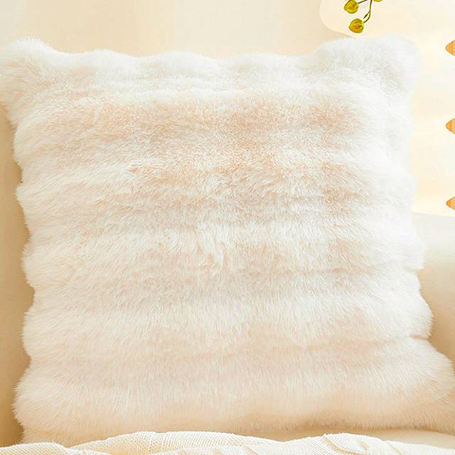SHEIN 1pc Faux Rabbit Fur Bubble Plush Throw Pillow Cover, Solid Color, Suitable For Living Room Sofa, Bedroom Headboard, Autumn/Winter
