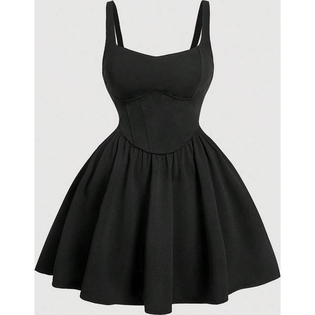 SHEIN Plus White Solid Corset Structure Cami Dress,Graduation Dress,Birthday Dresses For Women