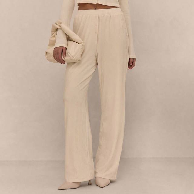 MUSERA Low Waist Velour Wide Leg Trousers Vacation Spring Summer Sexy