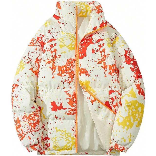 SHEIN Boyfriend Style Men&#39;s Front Zip Long Sleeve Printed Casual Jacket, Everyday Wear