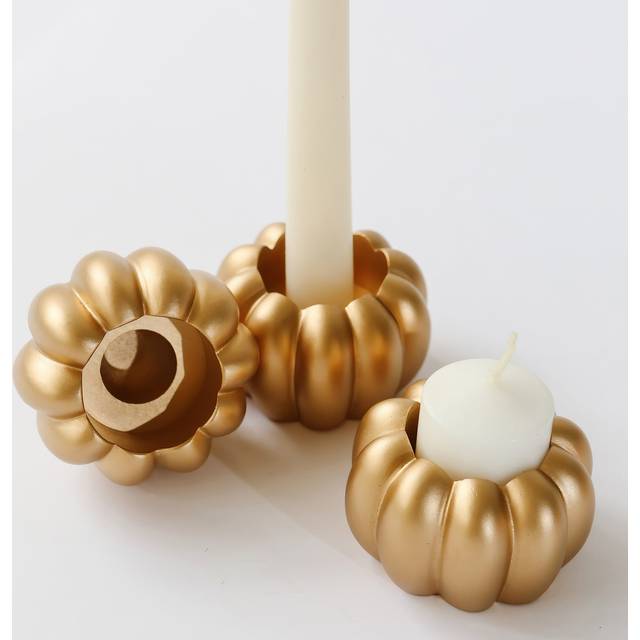 2-in-1 Pumpkin Tealight/Candlestick Holder (Set of 6) - Gold