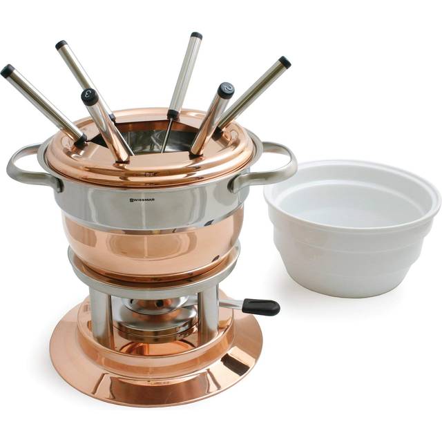 Swissmar F66415 Lausanne Fondue-set 11 delar, koppar/rostfritt stål, 1,8 l, fondue-set för kött, ost och choklad, för 6 personer, presentset