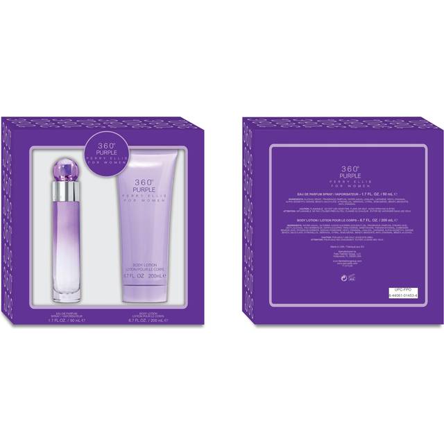 Perry Ellis 360 Purple for Women 2-Piece Gift Set - 3.4 fl oz eau de parfum  6.7 oz body lotion - blackberry  peach  pink apple  tuberose  muguet  ros