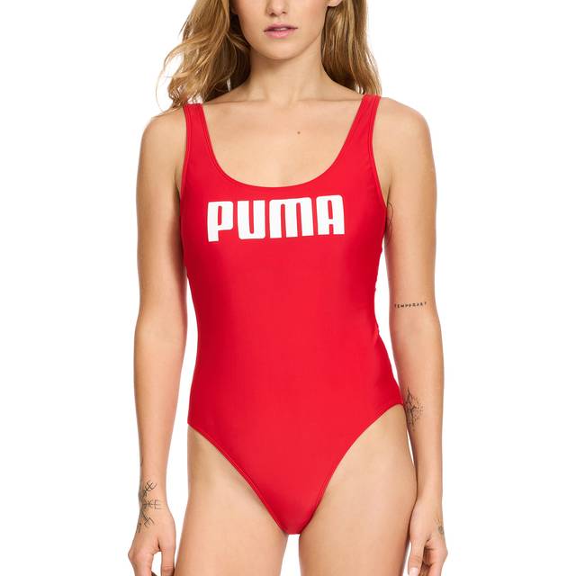 PUMA Women's Scoop Back One Piece Swimsuit  Red  M