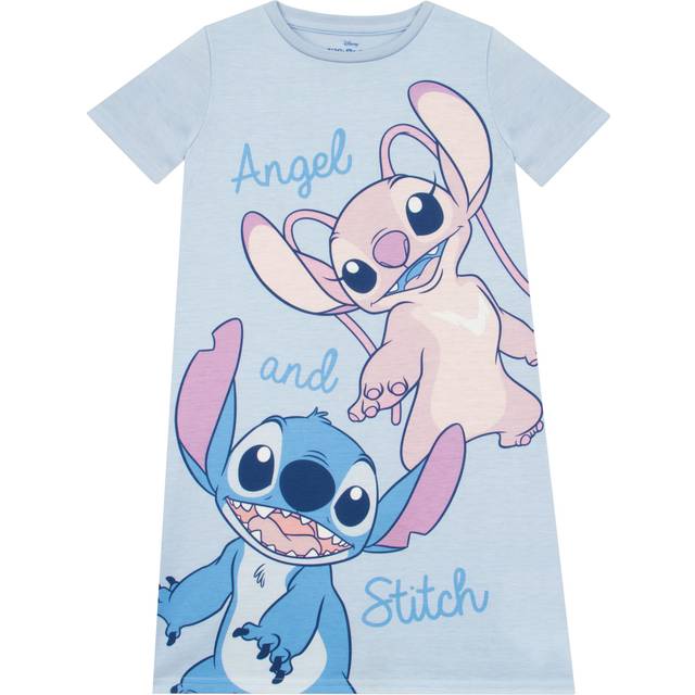 Disney Lilo och Stitch Nattlinne för Flickor | Angel och Stitch Nattlinne | Kortärmad Nattklänning för Flickor | Blå 152