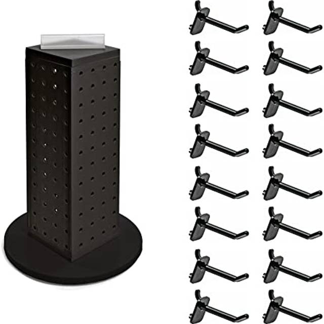 Azar Displays  700220-BLK-2B16  Revolving Pegboard Kit  Counter Display with Locking Hooks  Jewelry Organizer for Trade Shows  Rotating  16 Pack of 2