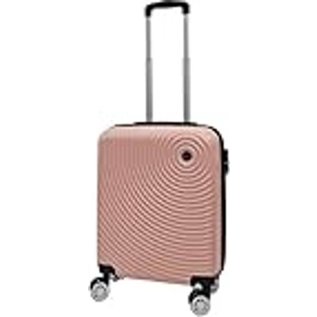 Infinity läder roséguld kabinväska 55 x 40 x 20 cm hårt skal ABS bagage resa lämplig för Easyjet, Ryanair, Jet 2 betald handbagage, Rosa guld, Cabin 20", Handbagage