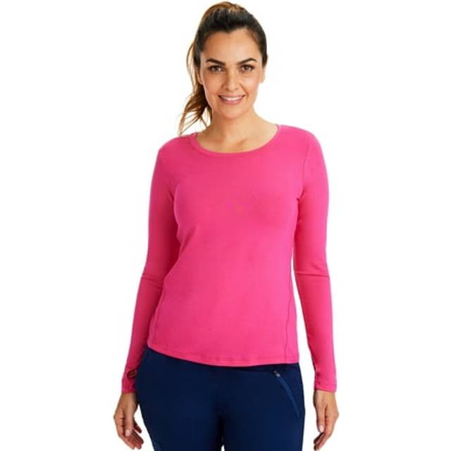 Healing Hands Mackenzie Women's Underscrub  Long Sleeve Tee with Thumbholes  Modern Fit Undershirt- 5051  S  Carnation Pink