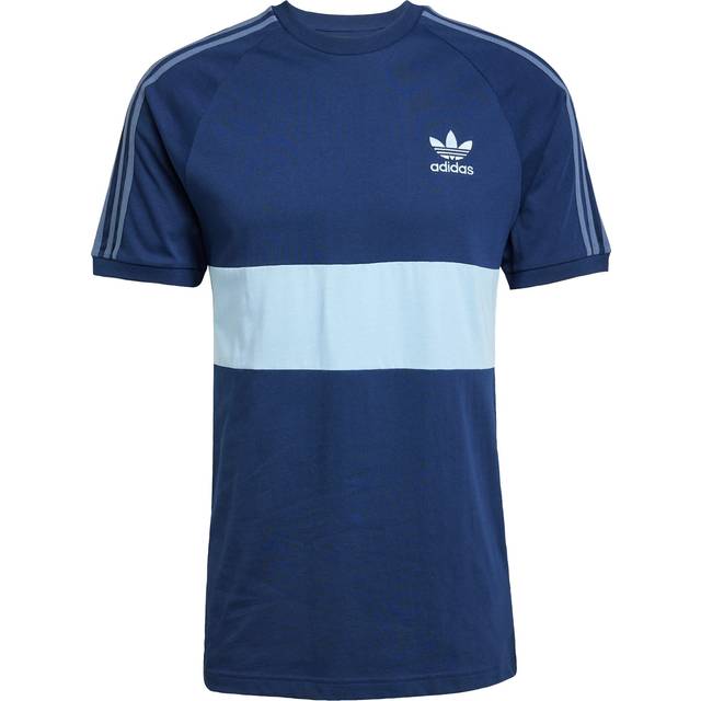 adidas Originals 3 Stripe Panel T-Shirt - Blue - Size 2XL