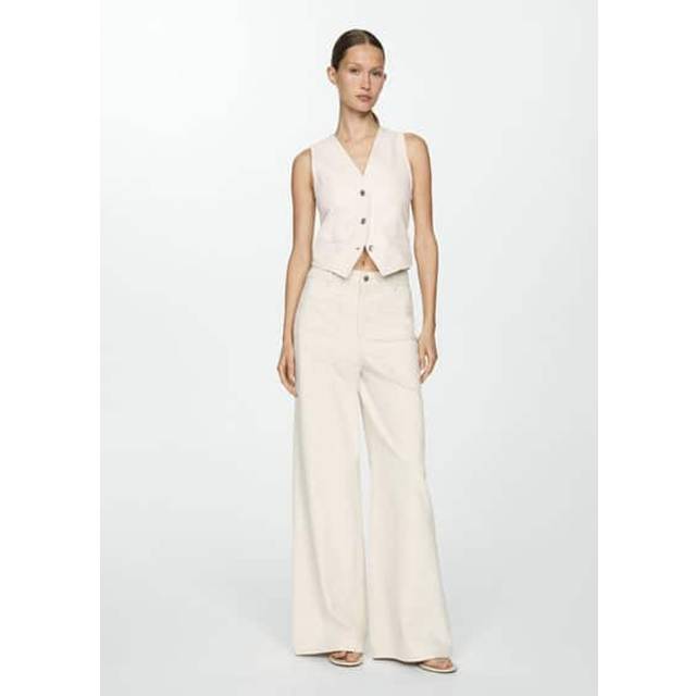 Mango Taylor Denim Waistcoat, Natural White