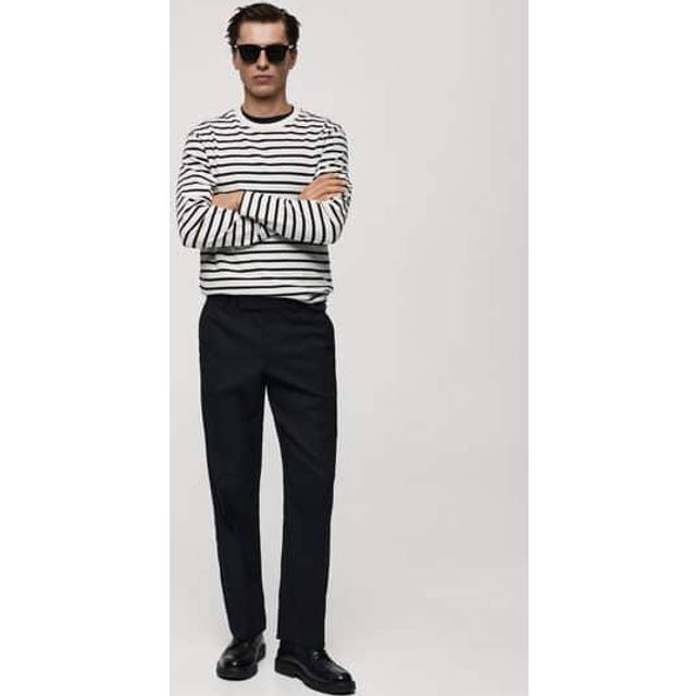 Striped 100% cotton t-shirt dark navy - Man - XL - MANGO MAN - Dark Navy