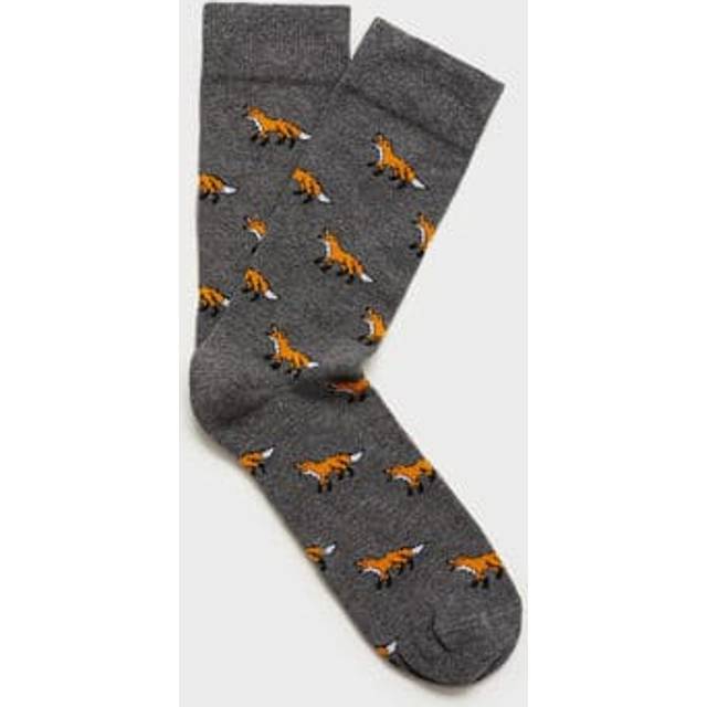 Mango Fox Socks, Grey/Multi