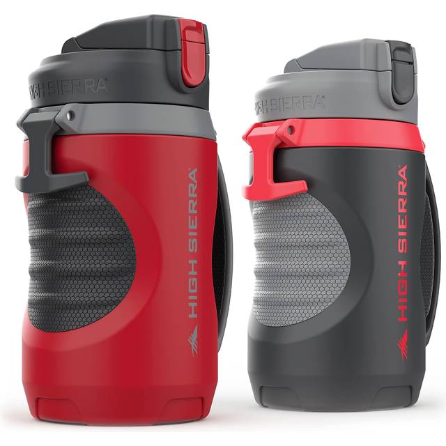 High Sierra [2 PACK BPA FREE  64 OZ Insulated Water Jug  [Silicone Spout - NO MORE TEETH BUMPS] Built-in Fence Anchor  Keeps Iced Water Cold for Hours