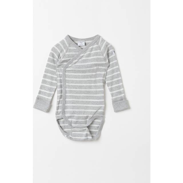 Polarn O. Pyret Baby Organic Cotton Stripe Bodysuit, Grey