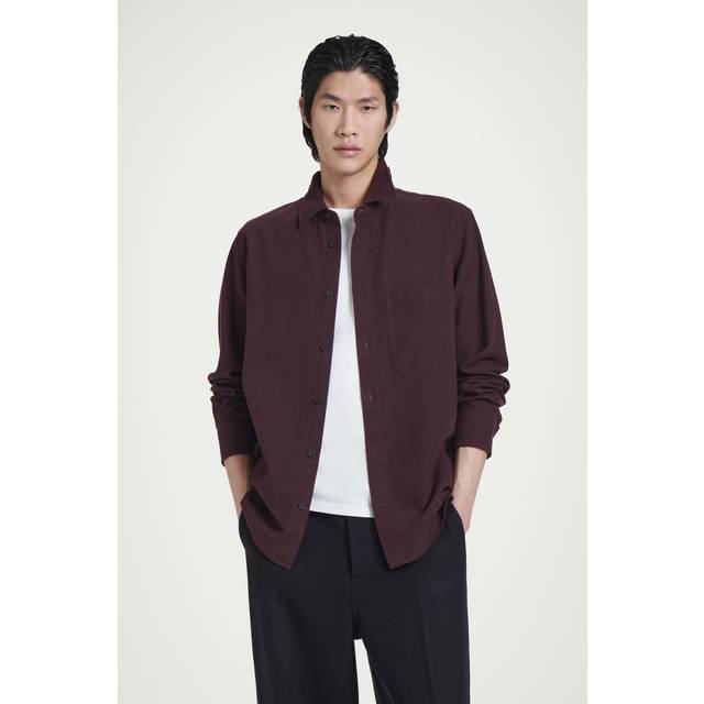 Relaxed Brushed Cotton-Blend Shirt in Red - M